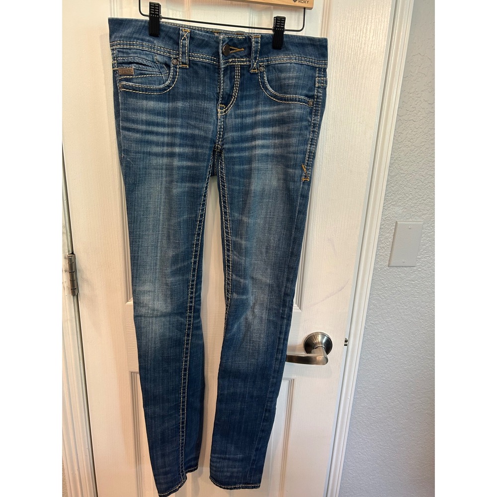 Buckle Black Jeans Blue Skinny Fit No 53 Low Rise Contrast Stitch Denim 25x32